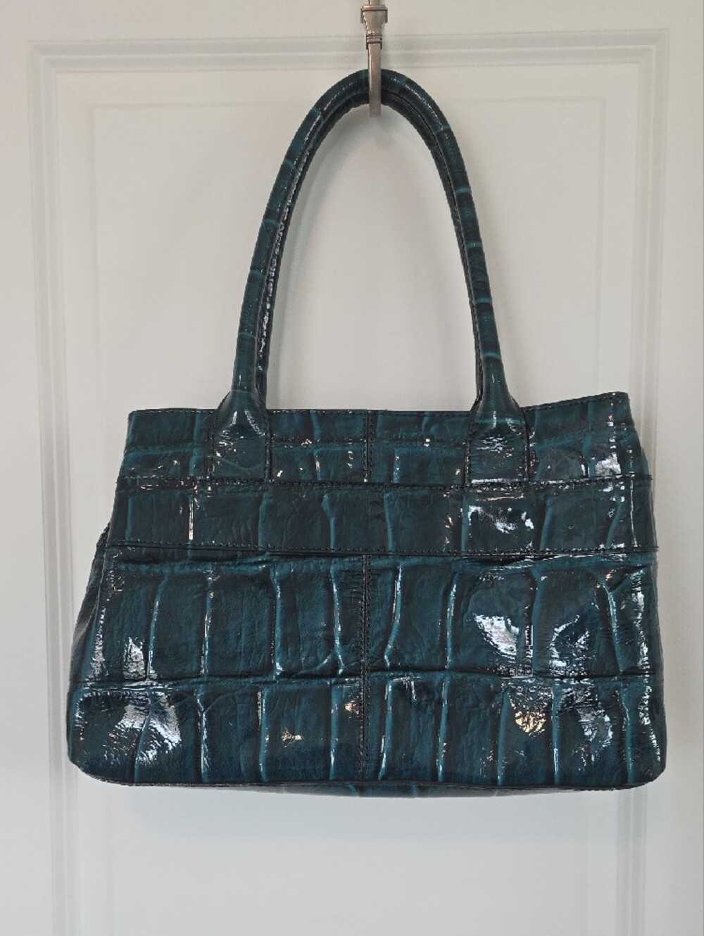 kate spade Teal Croc-Embossed Patent Tote With Large Wallet - Picture 5 of 11